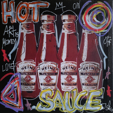 Painting titled "Spaco ketchup Heinz…" by Spaco, Original Artwork, Acrylic Mounted on Wood Stretcher frame