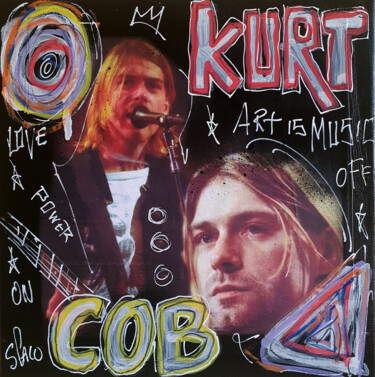Painting titled "Spaco Kurt Cobain N…" by Spaco, Original Artwork, Acrylic Mounted on Wood Stretcher frame