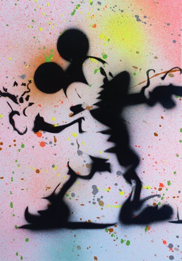 Ζωγραφική με τίτλο "SPACO mickey banksy…" από Spaco, Αυθεντικά έργα τέχνης, Σπρέι βαφής
