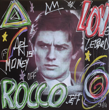 Pintura intitulada "SPACO Alain DELON R…" por Spaco, Obras de arte originais, Acrílico Montado em Armação em madeira