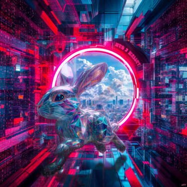 Digital Arts titled "Web3 Rabbit Hole" by Spik3, Original Artwork, Digital Painting
