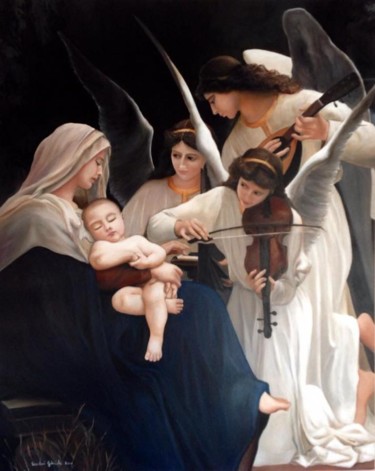 Painting titled "il-canto-degli-ange…" by Gabriele Scartozzi, Original Artwork, Oil