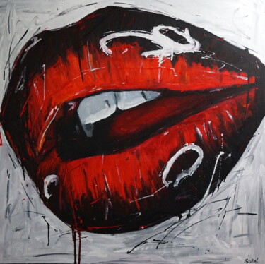 Pittura intitolato "Lips" da Stach, Opera d'arte originale, Acrilico Montato su Telaio per barella in legno