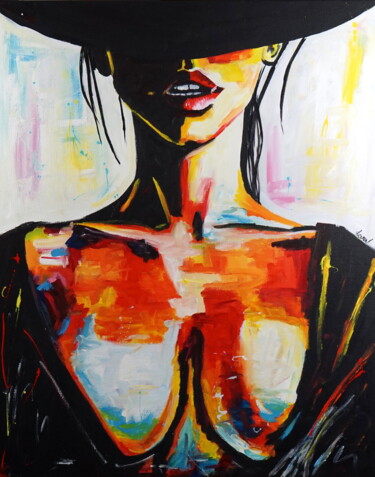 Painting titled "Hot Sigh" by Stach, Original Artwork, Acrylic Mounted on Wood Stretcher frame