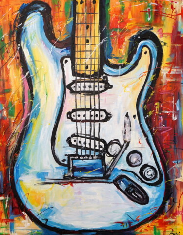 Malerei mit dem Titel "Sound of Fender" von Stach, Original-Kunstwerk, Öl