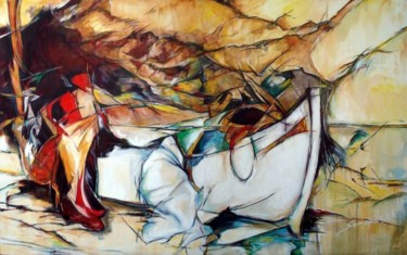 Картина под названием "The white boat" - Diamantis Stagidis, Подлинное произведение искусства, Масло