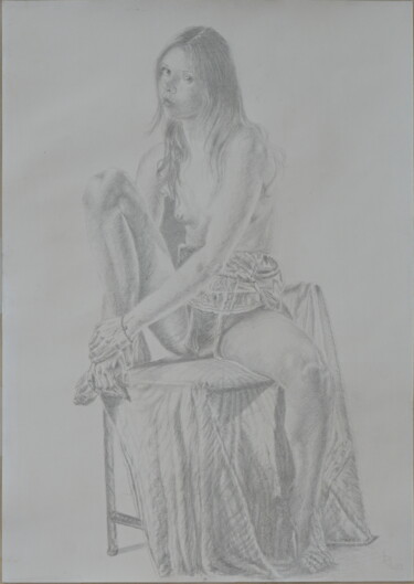Drawing titled "Anna patiently" by Stan Bert Singer, Original Artwork, Silverpoint