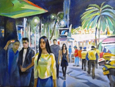 Malarstwo zatytułowany „Summer Evening Walk” autorstwa Stan Bigda, Oryginalna praca, Olej