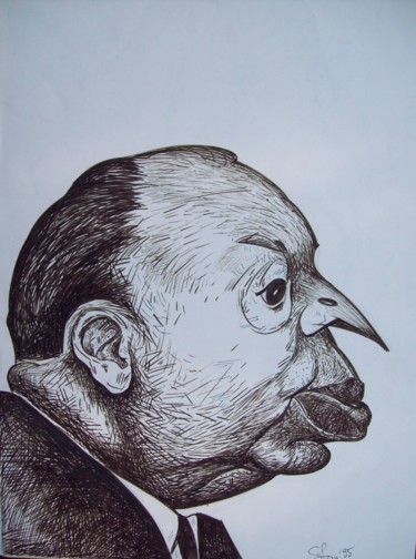 Drawing titled "Birdman" by Stan Bigda, Original Artwork, Ink
