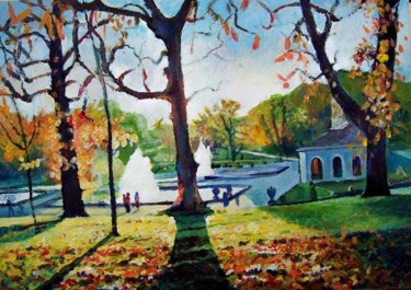 Painting titled "Italian Fountains i…" by Stan Bigda, Original Artwork, Oil