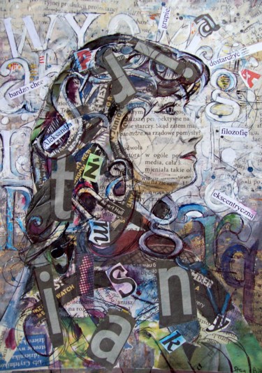 Коллажи под названием "Une femme de lettres" - Stan Bigda, Подлинное произведение искусства