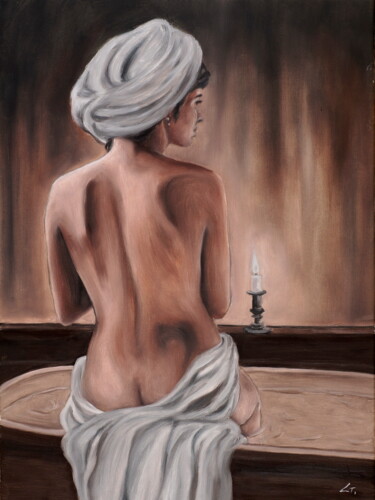 Картина под названием "In the bathroom" - Stanimir Stoykov, Подлинное произведение искусства, Масло
