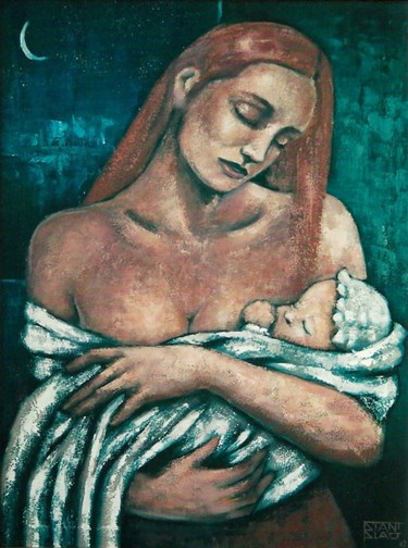 Painting titled "Maternity" by Stanislao, Original Artwork, Oil