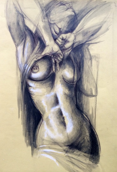 Tekening getiteld "Study of nude" door Stanislao, Origineel Kunstwerk, Potlood