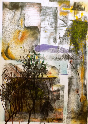 Картина под названием "Abstrac landscape-V…" - Stanislav Bojankov, Подлинное произведение искусства, Древесный уголь