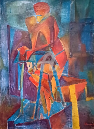Картина под названием "Figure-I" - Stanislav Bojankov, Подлинное произведение искусства, Масло