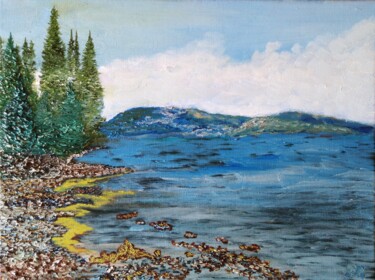 Painting titled "Imandra lake" by Stanislav Gurinovich, Original Artwork, Oil