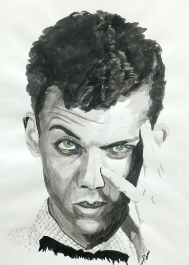 Peinture intitulée "Stromae au lavis d'…" par Joel Massau, Œuvre d'art originale, Encre