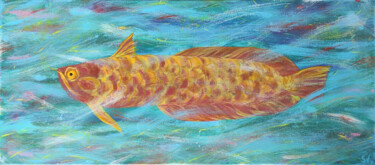 Pintura intitulada "AROWANA Dragon Fish…" por Stasy Vo, Obras de arte originais, Acrílico