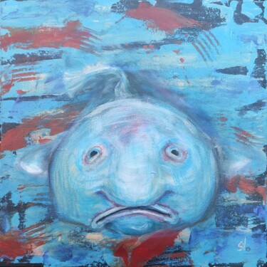 Malerei mit dem Titel "Sadness of Blobfish" von Stasy Vo, Original-Kunstwerk, Acryl