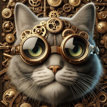 数字艺术 标题为“Cat Steampunker 2” 由Steampunker_ukraine, 原创艺术品, 数字油画