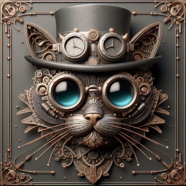 数字艺术 标题为“Cat Steampunker 4” 由Steampunker_ukraine, 原创艺术品, 数字油画