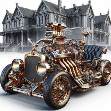 Digital Arts titled "Steampunk automobile" by Steampunker_ukraine, Original Artwork, Digital Painting