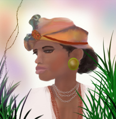 Digital Arts titled "Jeune femme Guadelo…" by Ditellia Steeland, Original Artwork, Digital Painting