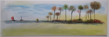 Painting titled "Au bord du lac" by Ditellia Steeland, Original Artwork, Acrylic