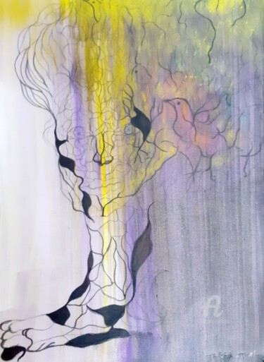 Drawing titled "Cerveau digital" by Steeve Tabar, Original Artwork, Acrylic