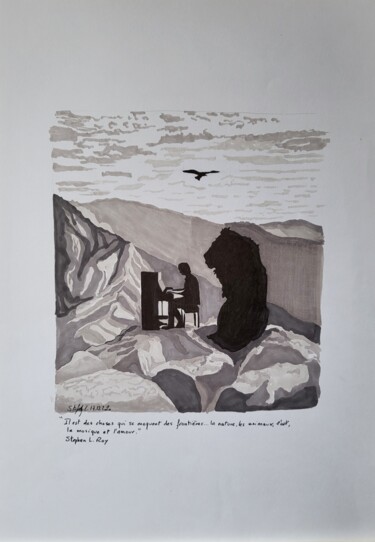 "Au-delà des frontiè…" başlıklı Resim Stefan tarafından, Orijinal sanat, Mürekkep
