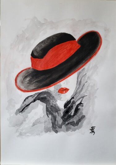 Σχέδιο με τίτλο "Rouge et noir" από Stefan, Αυθεντικά έργα τέχνης, Ακουαρέλα