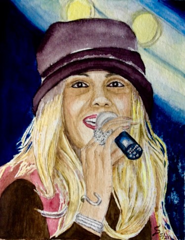 Malerei mit dem Titel "Melanie Thornton, h…" von Stefan Dhein, Original-Kunstwerk, Aquarell