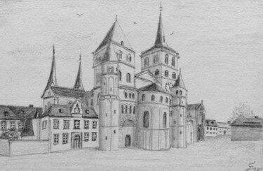 Dessin intitulée "Trierer Dom" par Stefan Dhein, Œuvre d'art originale, Crayon