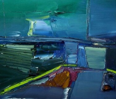 Картина под названием "An Indigo Field" - Stefan Fiedorowicz, Подлинное произведение искусства, Масло Установлен на Деревянн…