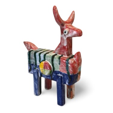 Scultura intitolato "Groovey Goat" da Stefan Mager, Opera d'arte originale, Ceramica