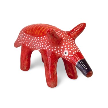 Sculpture titled "Deep Orange Anteater" by Stefan Mager, Original Artwork, Ceramics