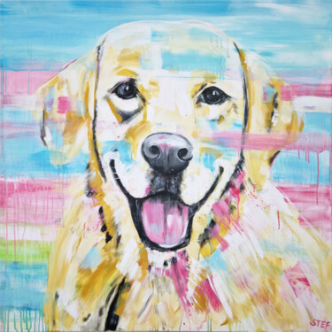 Картина под названием "DOG MOMENT #" - Stefanie Rogge, Подлинное произведение искусства, Акрил Установлен на Деревянная рама…