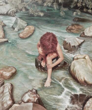Картина под названием "La dea dell'acqua" - Stefano Anselmi, Подлинное произведение искусства, Масло Установлен на Деревянна…