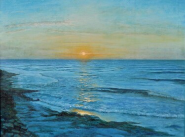 Painting titled "L'onda lunga" by Stefano Anselmi, Original Artwork, Oil