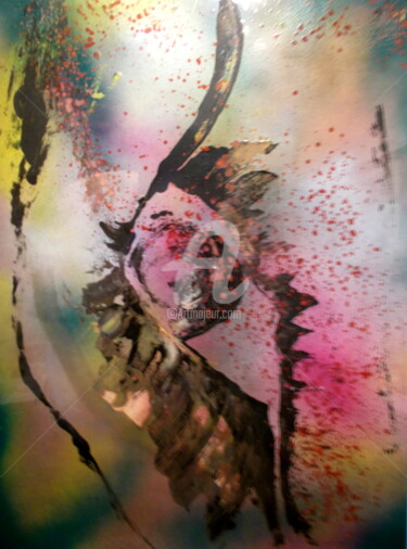 Painting titled "I." by Stefano Gaetano, Original Artwork, Spray paint Mounted on Glass