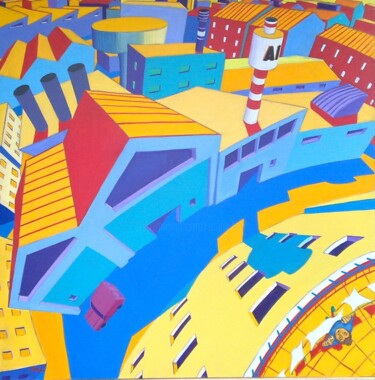 Pintura titulada "Zona industriale" por Stefano Galli, Obra de arte original, Acrílico