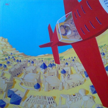 Pittura intitolato "Volo sull'antico vi…" da Stefano Galli, Opera d'arte originale, Acrilico