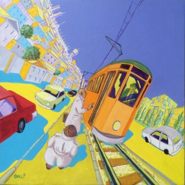 Картина под названием "Il Tram" - Stefano Galli, Подлинное произведение искусства, Акрил