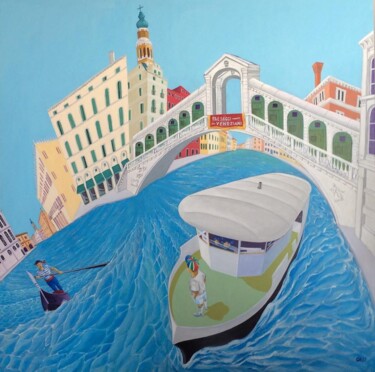 Painting titled "Veduta di Venezia" by Stefano Galli, Original Artwork, Acrylic