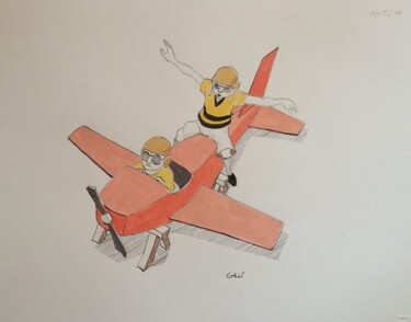 Dibujo titulada "Il volo due" por Stefano Galli, Obra de arte original, Tinta