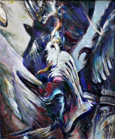 Painting titled "Birds space" by Stefano Popovski, Original Artwork, Oil