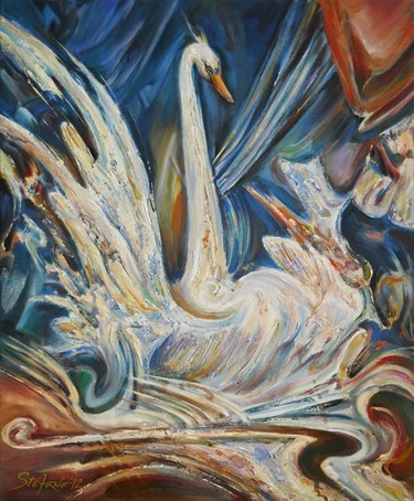 Painting titled "The Regal Bird" by Stefano Popovski, Original Artwork, Oil