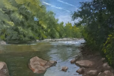 Painting titled "Upstream" by Steffan Johnson, Original Artwork, Oil