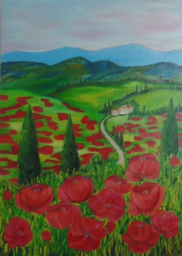 Painting titled "Toscana" by Stefka Hristova, Original Artwork, Oil